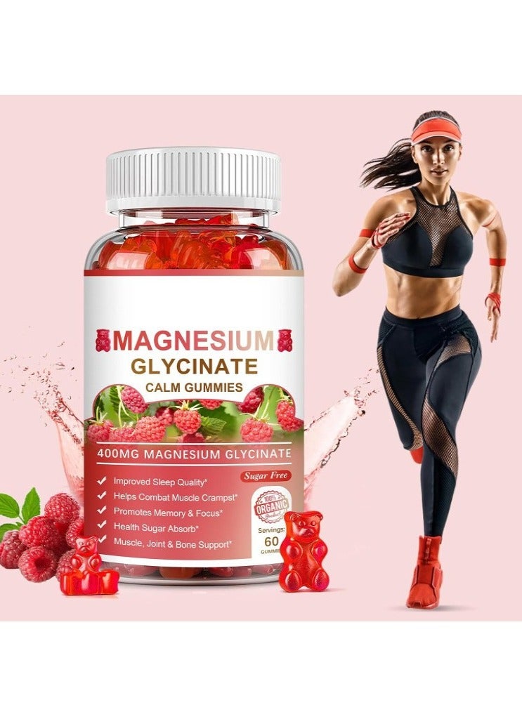 Magnesium Glycinate Magnesium Glycinate Chelate Supplement 400 mg for each Cap with Organic Vegetables for Sleep, Calm, Anxiety, Muscle Cramp & Stress Relief – Gluten Free, Non GMO - 60 Capsules  - Image 3