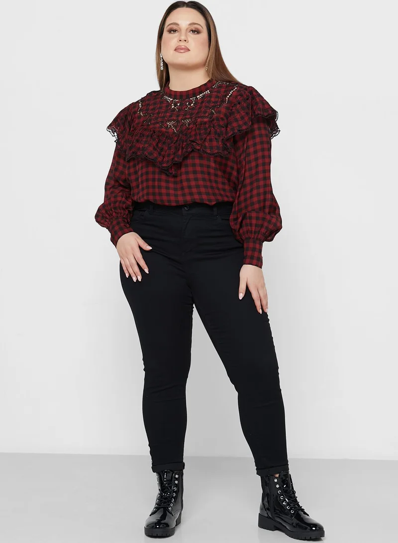 River Island Plus Victoriana Check Cutwork