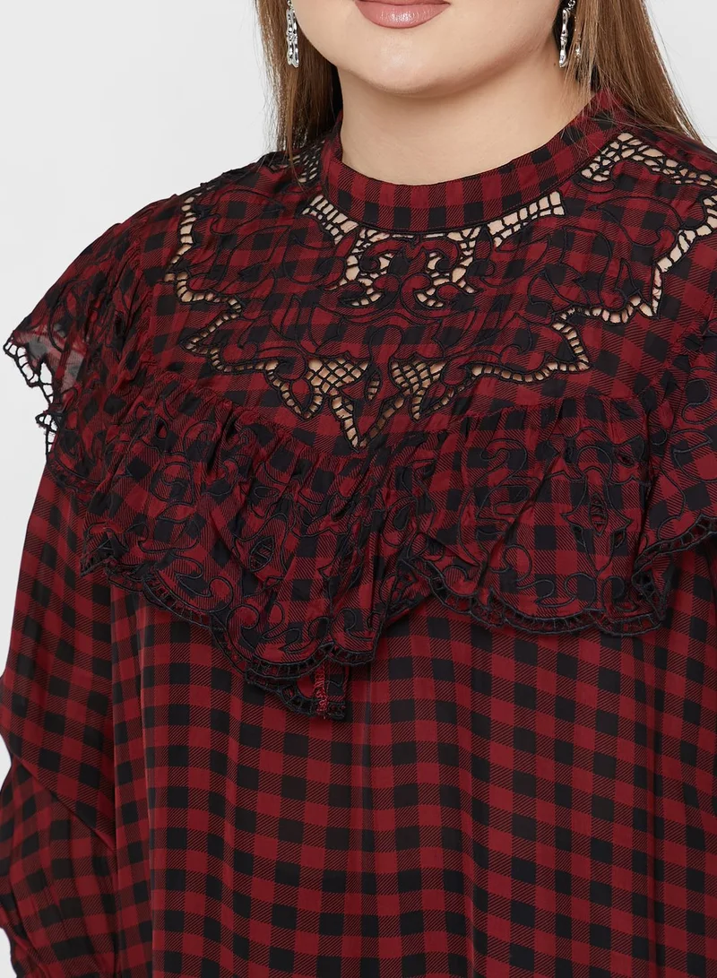 River Island Plus Victoriana Check Cutwork