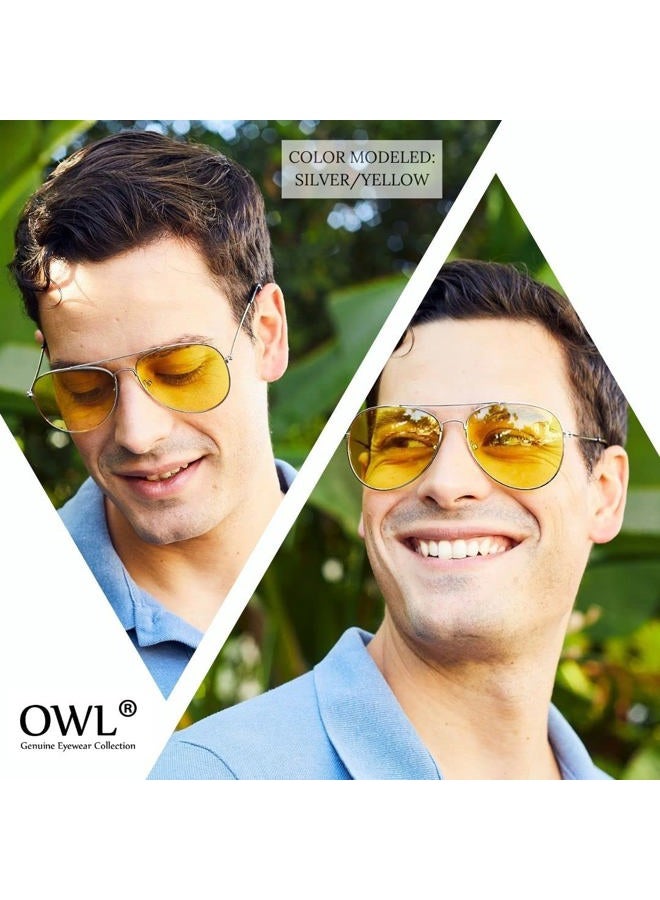 OWL نظارات شمسية بتصميم طيار كلاسيكي عدسات متدرجة حمراء UV 400 إطار معدني فضي - Image 5
