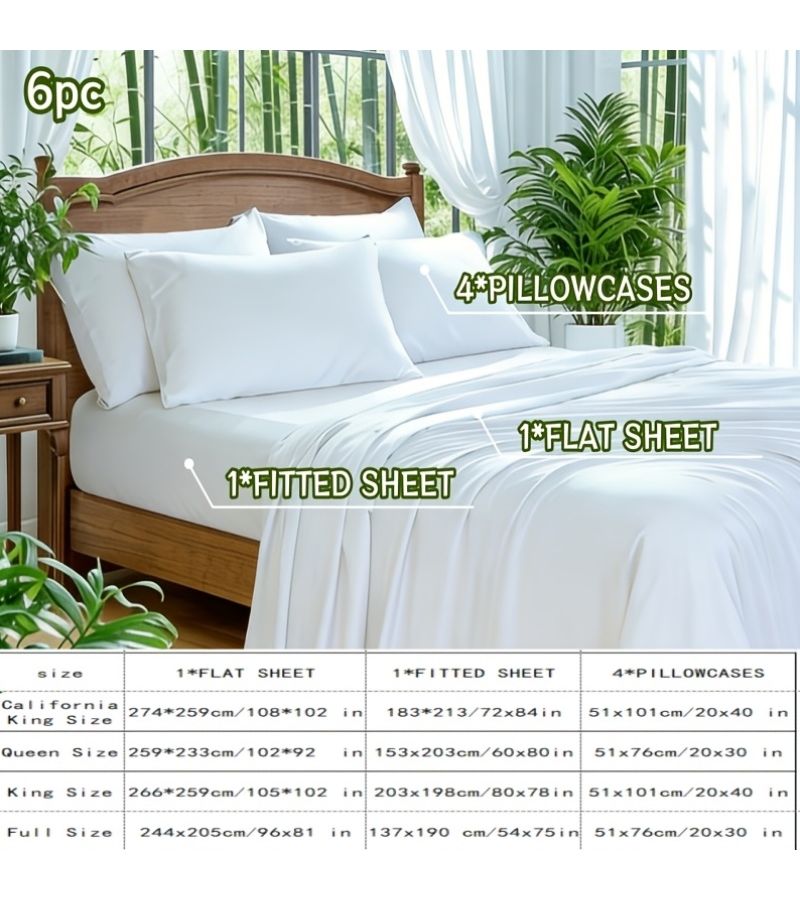 6 Piece King Size Bamboo Fiber Microfiber Blend Sheet Set Night Blue Includes 1 Fitted Sheet 1 Flat Sheet 4 Pillowcases Deep Pocket Design 15.75 Inch Soft Comfortable Smooth - Image 3