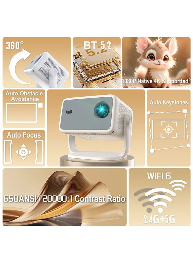 Digisand TP350 Projector 4K, Android 13 Native 1080P WiFi6 BT5.2 Full HD Projetor, Built-in NetfIix & Chatgpt AI Voice Helper Auto Focus 360° Rotate Home Theater Projector - Image 2