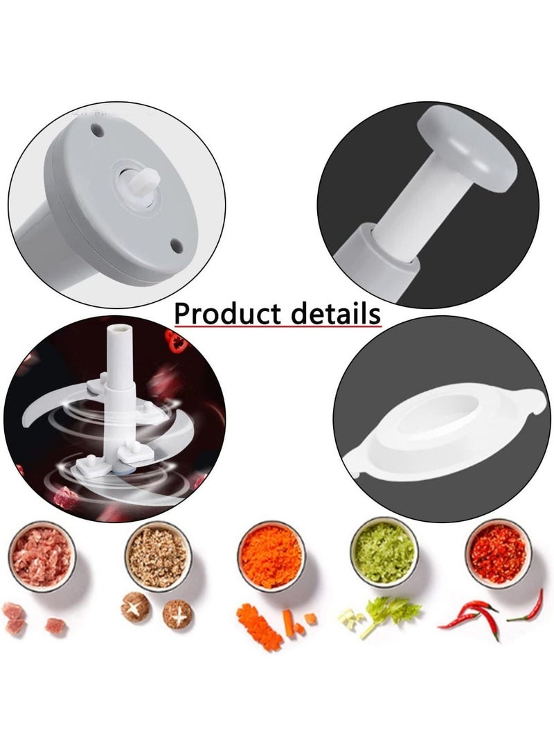 2L Manual Hand Press Food Chopper & Mixer (2-in-1) - Push Vegetable Cutter & Egg Whisk Attachment - (Assorted Colors) - Image 3