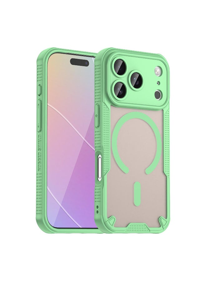 Cover For iPhone 17 Pro Max Armor Glaze MagSafe Magnetic Phone Case Raised edges around the screen and camera lens help prevent scratches - Green - Image 1