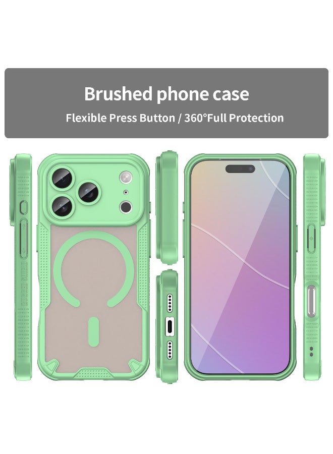 Cover For iPhone 17 Pro Max Armor Glaze MagSafe Magnetic Phone Case Raised edges around the screen and camera lens help prevent scratches - Green - Image 2