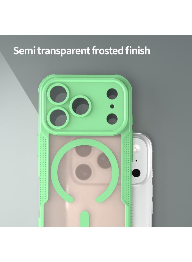 Cover For iPhone 17 Pro Max Armor Glaze MagSafe Magnetic Phone Case Raised edges around the screen and camera lens help prevent scratches - Green - Image 5