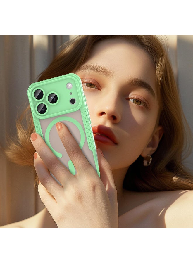 Cover For iPhone 17 Pro Max Armor Glaze MagSafe Magnetic Phone Case Raised edges around the screen and camera lens help prevent scratches - Green - Image 3