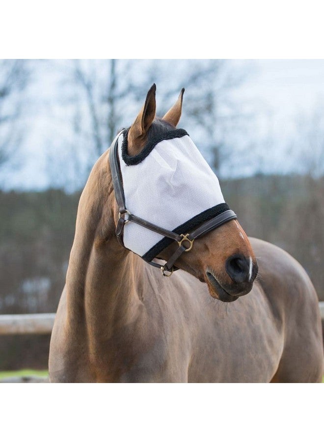 هورز قناع هورز الناعم والمتين للحماية من الأشعة فوق البنفسجية والحشرات بدون آذان للخيول الحساسة - أسود/أبيض - بوني - Image 3
