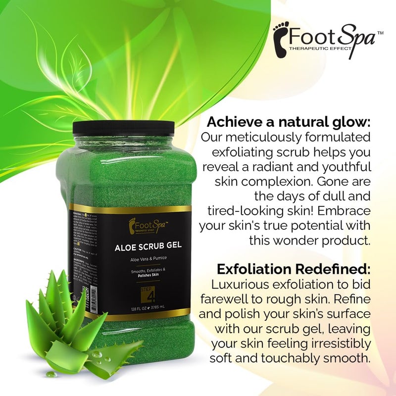 footspa FOOT SPA - Exfoliating Scrub Gel, 128 Oz - Manicure, Pedicure and Body Exfoliator Infused with Aloe Vera and Salicylic Acid - Glow, Polish, Smooth and Moisture Skin - Bulk, Refill Gallon - Image 4