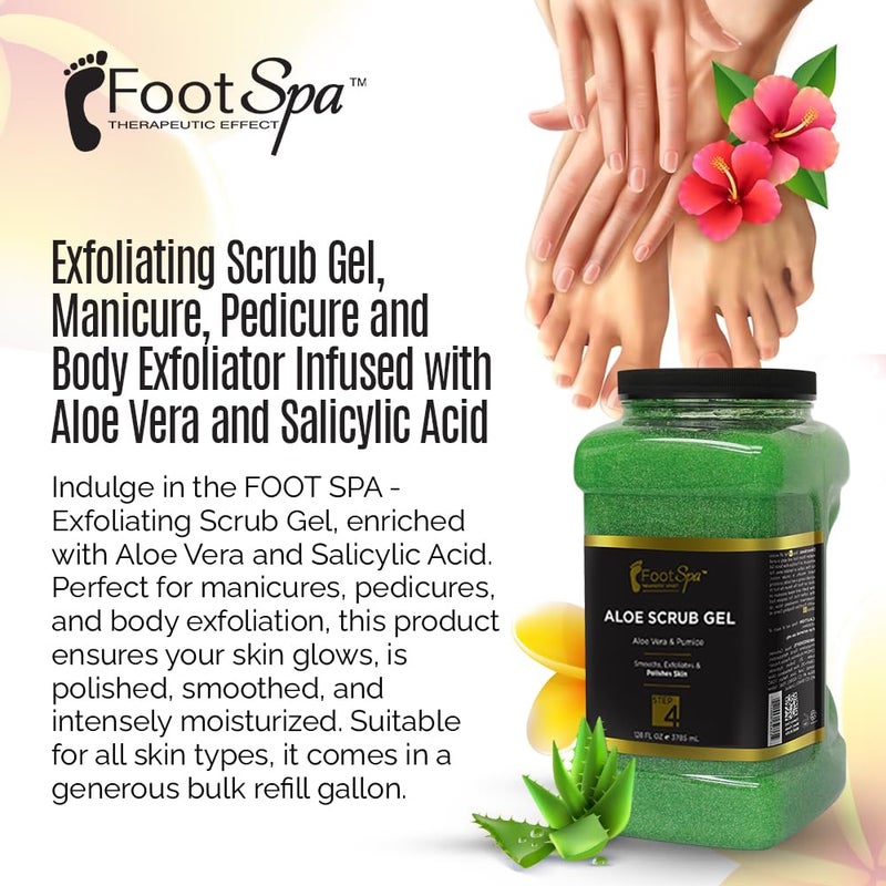 footspa FOOT SPA - Exfoliating Scrub Gel, 128 Oz - Manicure, Pedicure and Body Exfoliator Infused with Aloe Vera and Salicylic Acid - Glow, Polish, Smooth and Moisture Skin - Bulk, Refill Gallon - Image 3