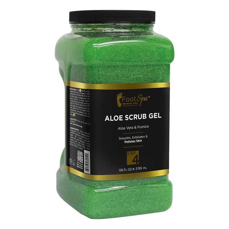 footspa FOOT SPA - Exfoliating Scrub Gel, 128 Oz - Manicure, Pedicure and Body Exfoliator Infused with Aloe Vera and Salicylic Acid - Glow, Polish, Smooth and Moisture Skin - Bulk, Refill Gallon - Image 1