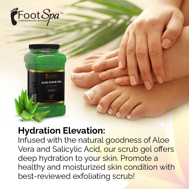 footspa FOOT SPA - Exfoliating Scrub Gel, 128 Oz - Manicure, Pedicure and Body Exfoliator Infused with Aloe Vera and Salicylic Acid - Glow, Polish, Smooth and Moisture Skin - Bulk, Refill Gallon - Image 5