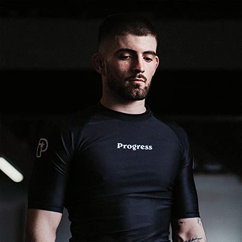 Progress Jiu Jitsu Academy Short Sleeve Sleeve Rashguard | Comfortable and Durable BJJ Rash Guard | Flexible Rash Guard for Grappling | Moisture-Wicking Compression Tops for Men and Women | Black - L - Image 3