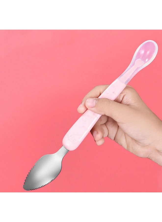Hemoton Serving Spoon Baby Fruit Spoon Food Feeder: 2Pcs Double Headed Silicone Feeding Spoon Scraping Spoon Infant Spoons For Children Toddler Child Kids Ice Cream Spoon - Image 5