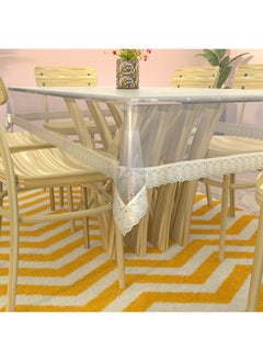 Kuber Industries Kuber Industries Dining Table Cover 6 Seater|Table Cloth for 6 Seater Dining Table|Table Sheet For dining, Party, Events|Waterproof Table Protector|Indoor And Outdoor Use (Silver Lace)  - Image 2