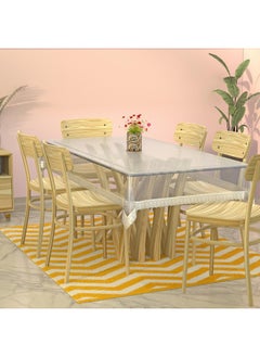Kuber Industries Kuber Industries Dining Table Cover 6 Seater|Table Cloth for 6 Seater Dining Table|Table Sheet For dining, Party, Events|Waterproof Table Protector|Indoor And Outdoor Use (Silver Lace)  - Image 4