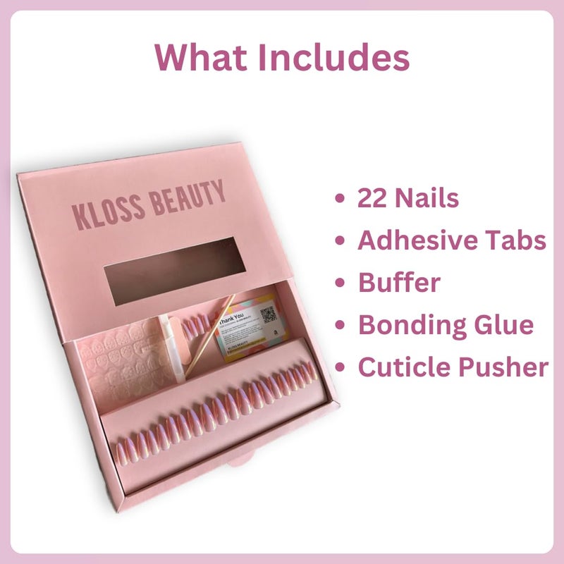 KLOSS BEAUTY KLOSS BEAUTY Powder Animal Print Coffin press on nails Artificial Nails Reusable Fake Nails Set of 22 false nails Universally sized nail extensions for women Press On nails Longlasting fake nails with Glue Gloss Finish Nude base with animal print tips - Image 4