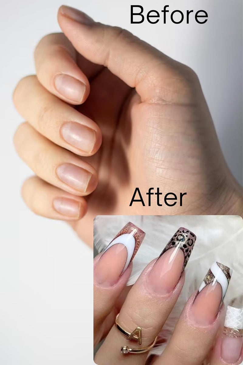 KLOSS BEAUTY KLOSS BEAUTY Powder Animal Print Coffin press on nails Artificial Nails Reusable Fake Nails Set of 22 false nails Universally sized nail extensions for women Press On nails Longlasting fake nails with Glue Gloss Finish Nude base with animal print tips - Image 2