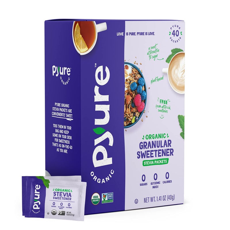 Pyure Organic Stevia Packets  Zero Calorie Sweetener for Coffee and Baking  Granulated Stevia Sugar Substitute  PlantBased Keto Diabetic  Paleo Friendly  USDA Organic NonGMO  40 Packets - Image 3