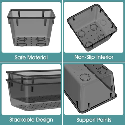 WOWBOX 25 PCS Plastic Drawer Organizer Set, Desk Drawer Divider Organizers and Storage Bins for Makeup, Jewelry, Gadgets for Kitchen, Bedroom, Bathroom, Office, Black - Image 3