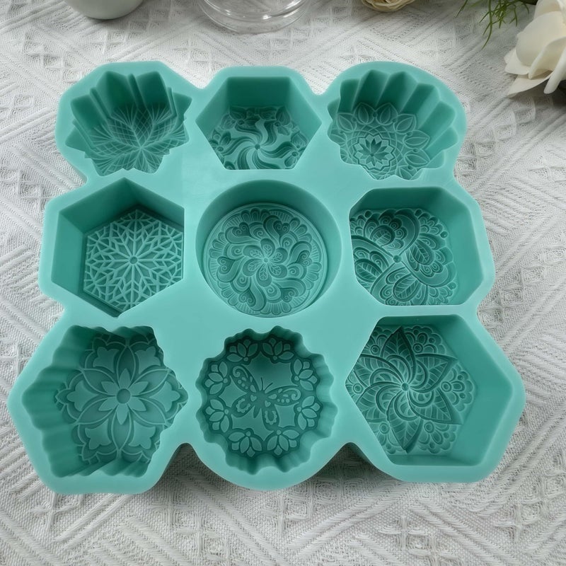 iBest 9 Cavities Mixed DIY Soap Mold,Handmade Soap Making Silicone Tray,Flower Silicone Mold for Natural Soap,Scented Candle Wax,Plaster Diffuser,Crystal Epoxy Decorations (IB-9 Mixed Flower Mold#4) - Image 5