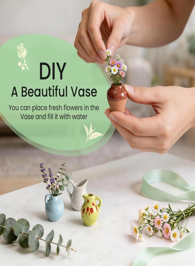 LAYZOO Cute Mini Ceramic Vase Magnets for Fridge, Funny Small Plant Magnets, Tiny 3D Plant Vase for Refrigerator Decoration Kitchen Locker Kitchen Office (8 Pack) - Image 3