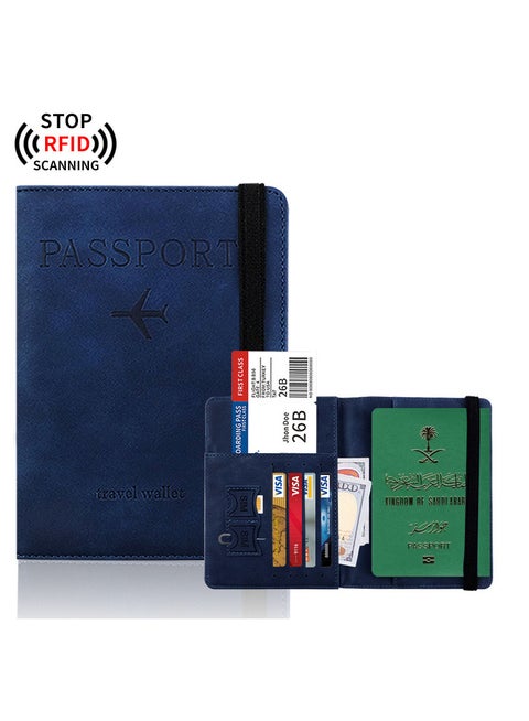 RFID Blocking Passport Holder Travel Wallet Leather Surface Multi Functional Wallet