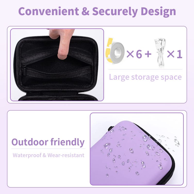 Phomemo D30 D35 Label Maker Machine Case Compatible with NiiMbot D11 D110 SUPVAN E10 Label Printer, Hard Carrying Container Storage Holder Organizer for Tape Roll, Charging Cable (Box Only) - Image 2