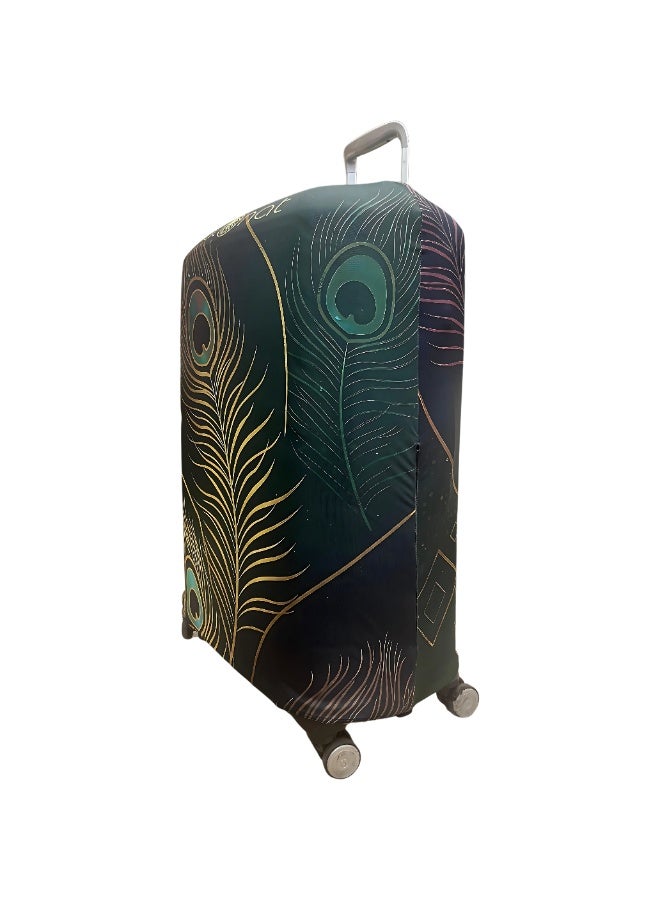 natOnat Travel Luggage Cover Protector - Suitcase Cover - Stretchy, Washable Spandex & Polyester - Protects Against Dirt & Scratches - Peacock Design - Fits 65-70 CM Height (Large) - Image 2