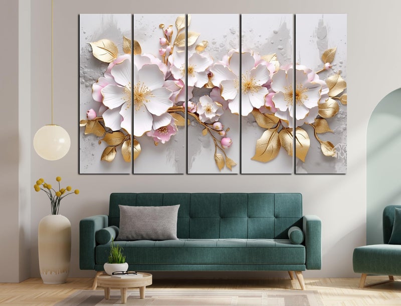 CN RETAILS White Flower European Style painting with frame Big Size (48x30) Wall Art for living room,Bedroom,Drawing room,Hotels-Wooden Framed Painting ss12_03 - Image 4