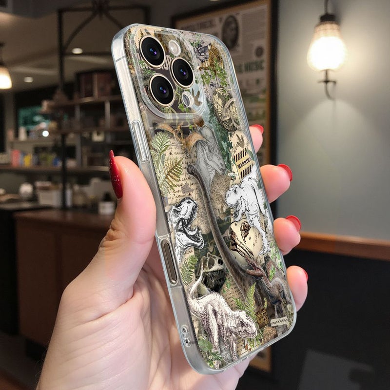 نمط أحفورة نبات الديناصور - غطاء هاتف TPU بألوان مختلطة (1 قطعة) لهاتف iPhone 17 Pro، شفاف عالي الوضوح، مقاوم للاصفرار والخدوش - Image 4