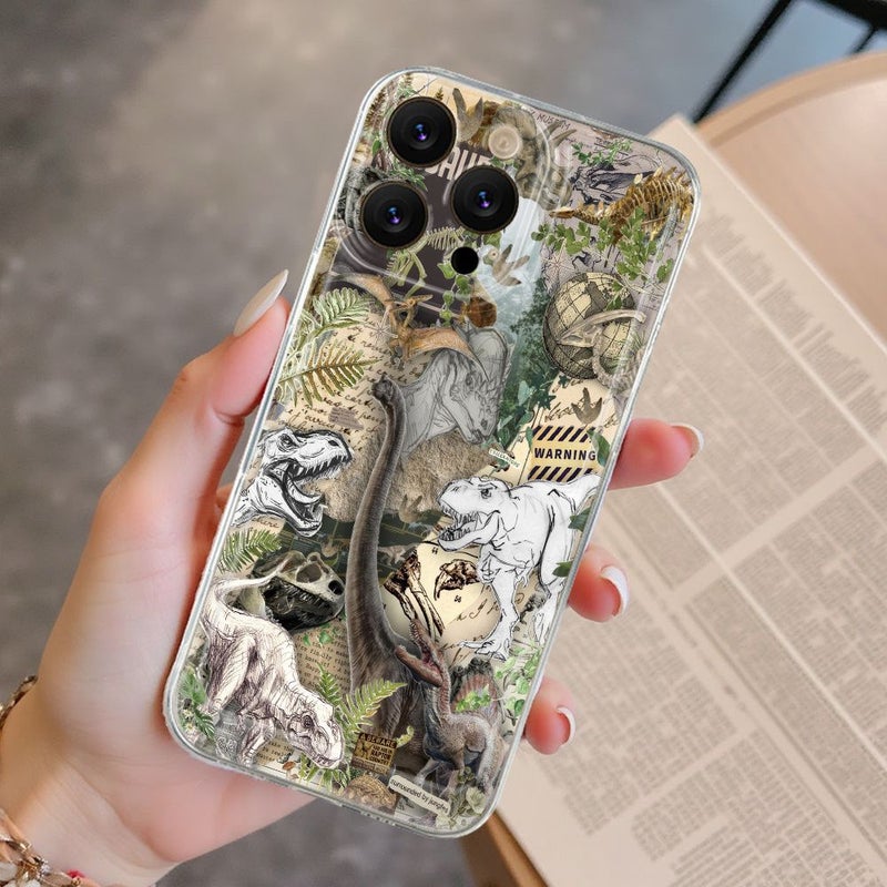 نمط أحفورة نبات الديناصور - غطاء هاتف TPU بألوان مختلطة (1 قطعة) لهاتف iPhone 17 Pro، شفاف عالي الوضوح، مقاوم للاصفرار والخدوش - Image 2