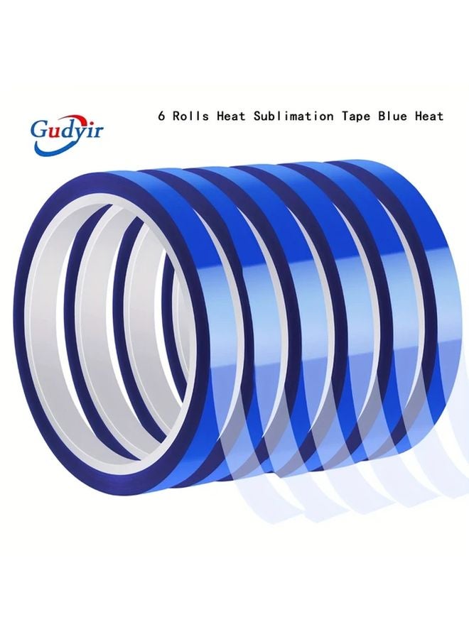 6 Rolls Heat Sublimation Tape 10mm x 30m Heat Resistant Transfer Tape No Residue - Image 1