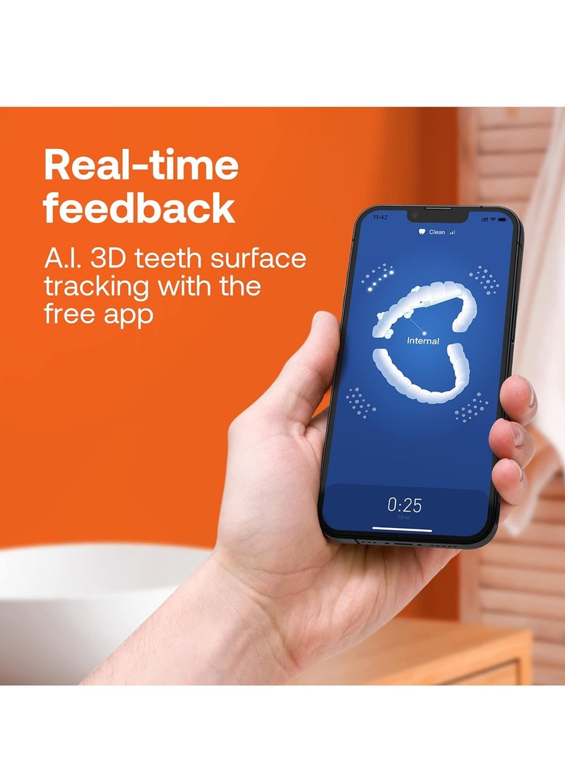 Bitvae Smart S3 Sonic Electric Toothbrush for Adults, 180-Day Battery Life Rechargeable Electric Power Toothbrush with Pressure Sensor, Electric Toothbrush with 4 Brush Heads, Travel Case, Dark Blue - Image 4