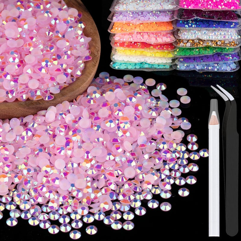 BELLEBOOST 5000pcs 3mm Resin Rhinestones Bulk, Light Pink AB Flatback Round Jelly Rhinestones Bedazzling Non Hotfix Crystal Gems Large Quantity Wholesale for DIY Crafts Clothes Tumblers Face Makeup Manicure - Image 1