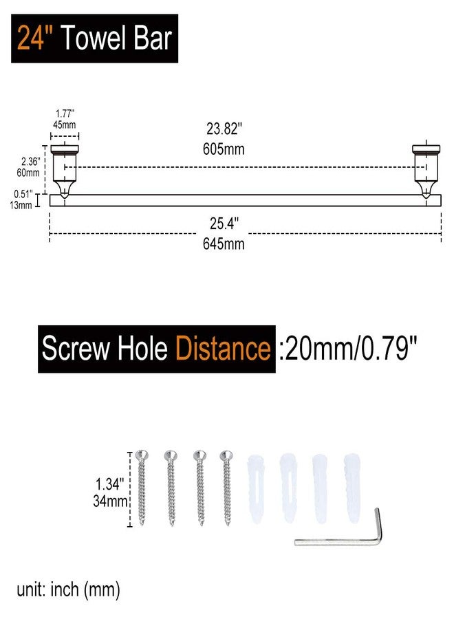 WOWOW Black Towel Bar Rack, 24 Inch Towel Bar Racks for Bathroom Towel Holder 304 Stainless Steel Bath Towel Bars Holder Heavy-Duty Towel Rack Wall Mounted Towel Bar Holder for Bathroom Kitchen Wall - Image 5