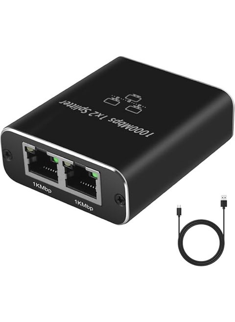 محول إيثرنت بمنفذين 1000 ميجابت في الثانية – مقسم شبكة LAN من 1 إلى 2 مع كيبل طاقة USB-C