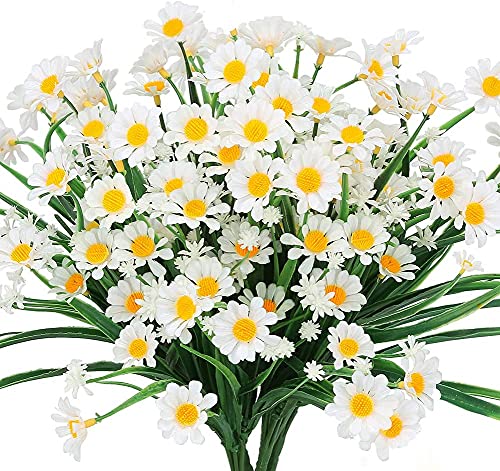 KUPOO Artificial Daisies Flowers Outdoor UV Resistant 6 Bundles Fake Foliage Greenery Faux Plants Shrubs Plastic Bushes - Image 1