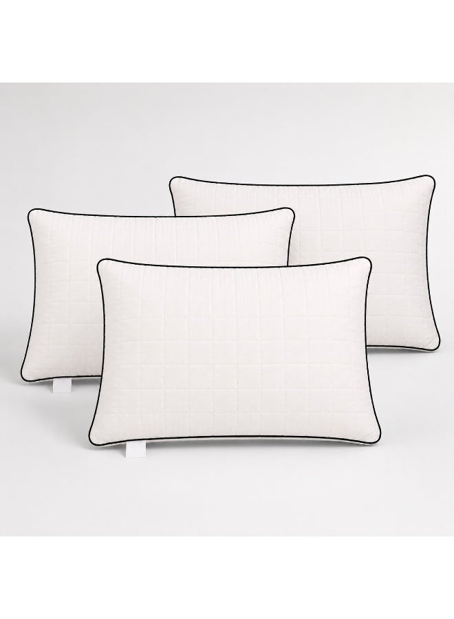 ** 3 pcs set Luxury Microfiber Pillowfrom GOLDEN REST 50×70 cm – 1300 g Quilted Pillow with Embroidered Logo** - Image 1