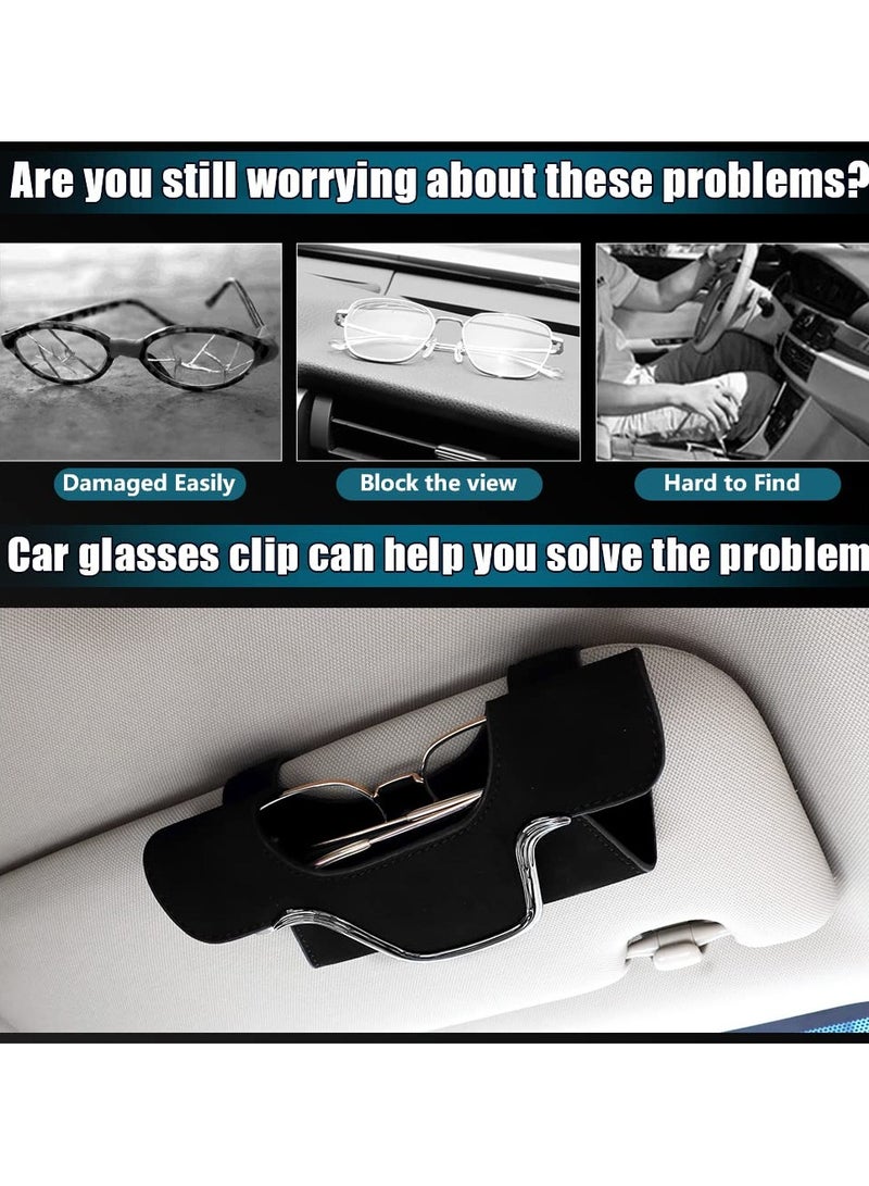 SOLARAE Magnetic Leather Sunglass Holder, Eyeglass Hanger Clip for Car Sun Visor, for Car Visor Sunglass Clip Eyeglass Hanger Frame Glasses Box Case, Suitable for Different Size Eyeglasses (Black) - Image 5