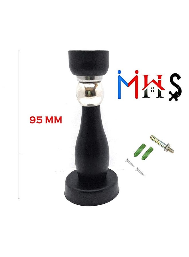 MHS ماسك باب مغناطيسي شديد التحمل من الفولاذ المقاوم للصدأ من MHS، بزاوية تثبيت 360 درجة، متوفر باللون الأسود والفضي والنحاسي العتيق والذهبي الوردي، يتضمن تركيبات لولبية (أسود لامع، عبوة من قطعتين). - Image 3
