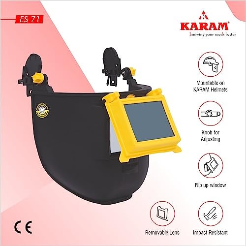Karam ES71 Welding Helmet Attachable Welding Shield with Wrap Around Design | High Impact Resistant Polycarbonate IR 11 Lens with ARC/TIG/MIG Support - Image 5