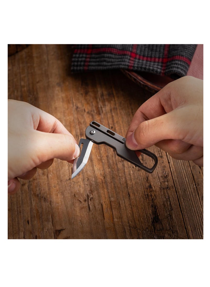 SYOSI Titanium Folding Knife - Lightweight Pocket Utility Knife with Carabiner for Everyday Carry  - Image 2