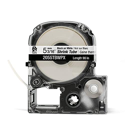 LABELWORKS Epson LABELWORKS 205STBWPX Genuine Tape Cartridge - Black on White Shrink Tube Industrial Label Maker Tape - AWG 8-12, 3/16" (5MM) Wide, 8 ft (96") - Image 4