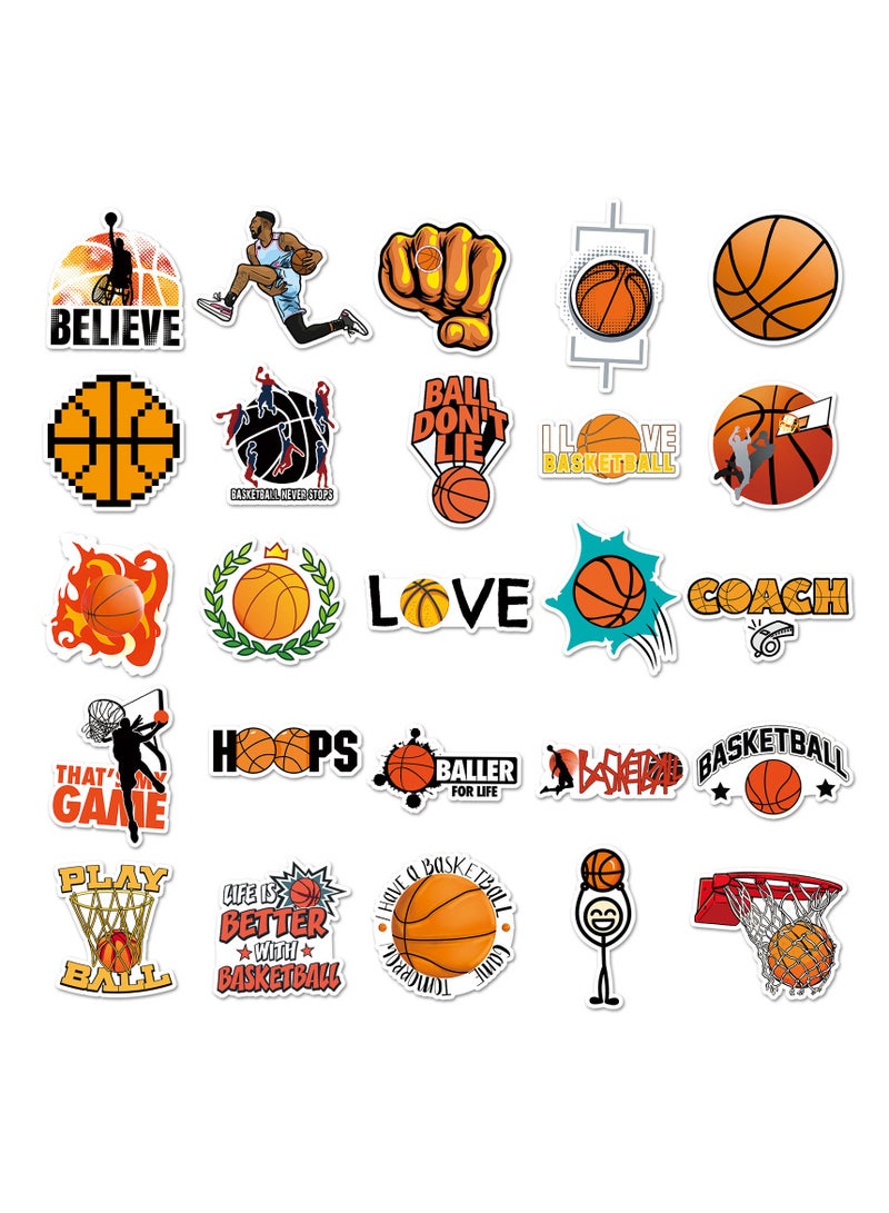 مجموعة ملصقات كرة السلة المقاومة للماء والقابلة للإزالة والتزيين، 50 قطعة بتصميمات غير متكررة - Image 2