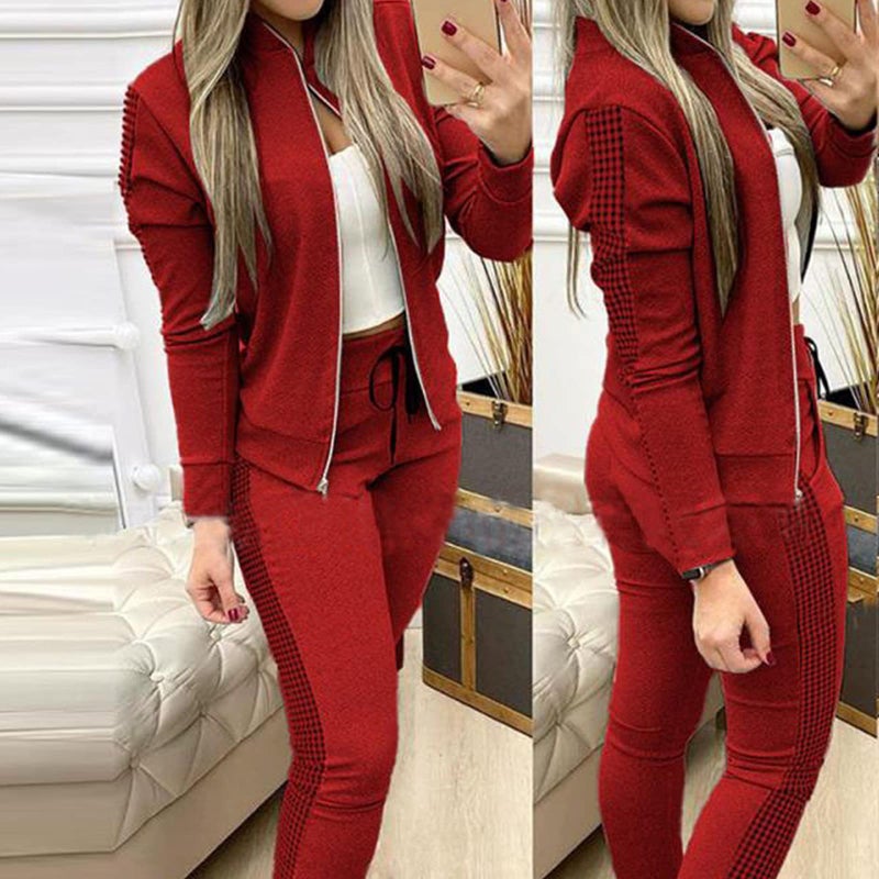 amropi Women's 2 Piece Tracksuit Sweatsuits Sets Zipper Sweatshirt and Jogging Sweatpants Suit Red, XXL - Image 2