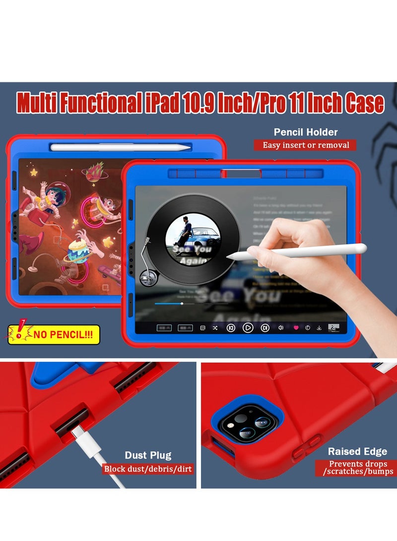 Spider Style Case Compatible for iPad Pro 11 Inch(2018/2020/2021/2022)/iPad Air 4th Gen 10.9 Inch(2020)/iPad   Air 5th Gen 10.9(2022) Shockproof Protective Cover with Pencil Holder Kickstand for Kids Children - Image 3