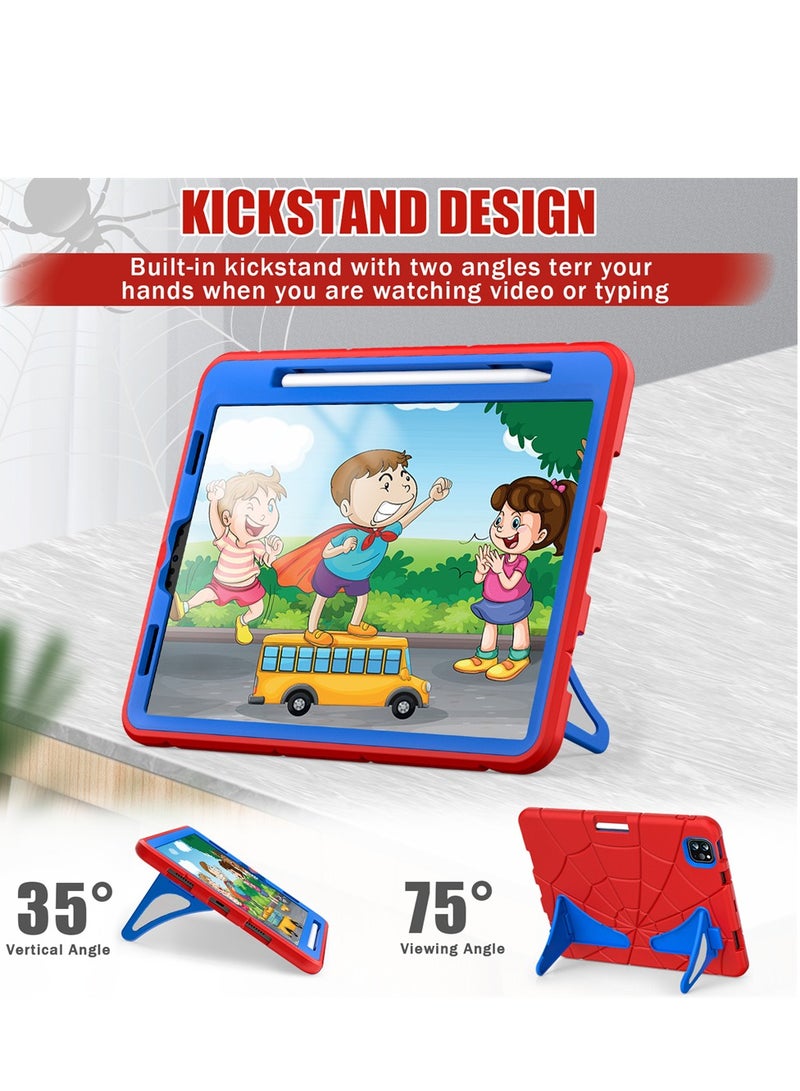 Spider Style Case Compatible for iPad Pro 11 Inch(2018/2020/2021/2022)/iPad Air 4th Gen 10.9 Inch(2020)/iPad   Air 5th Gen 10.9(2022) Shockproof Protective Cover with Pencil Holder Kickstand for Kids Children - Image 5
