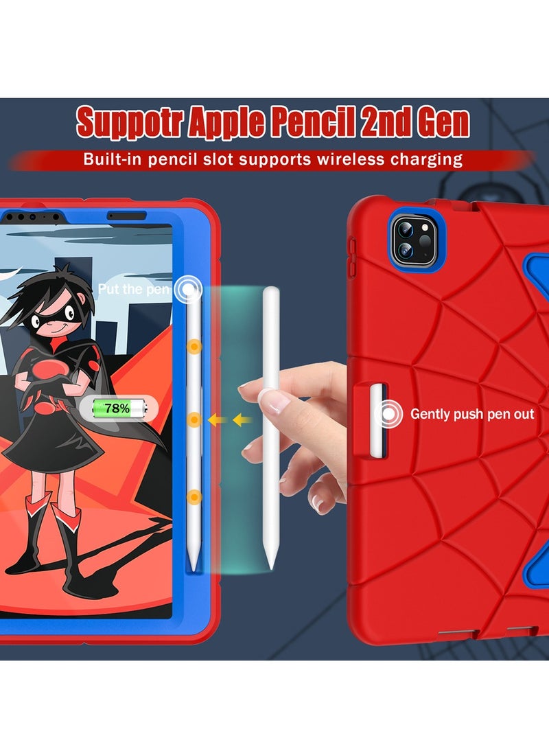 Spider Style Case Compatible for iPad Pro 11 Inch(2018/2020/2021/2022)/iPad Air 4th Gen 10.9 Inch(2020)/iPad   Air 5th Gen 10.9(2022) Shockproof Protective Cover with Pencil Holder Kickstand for Kids Children - Image 4