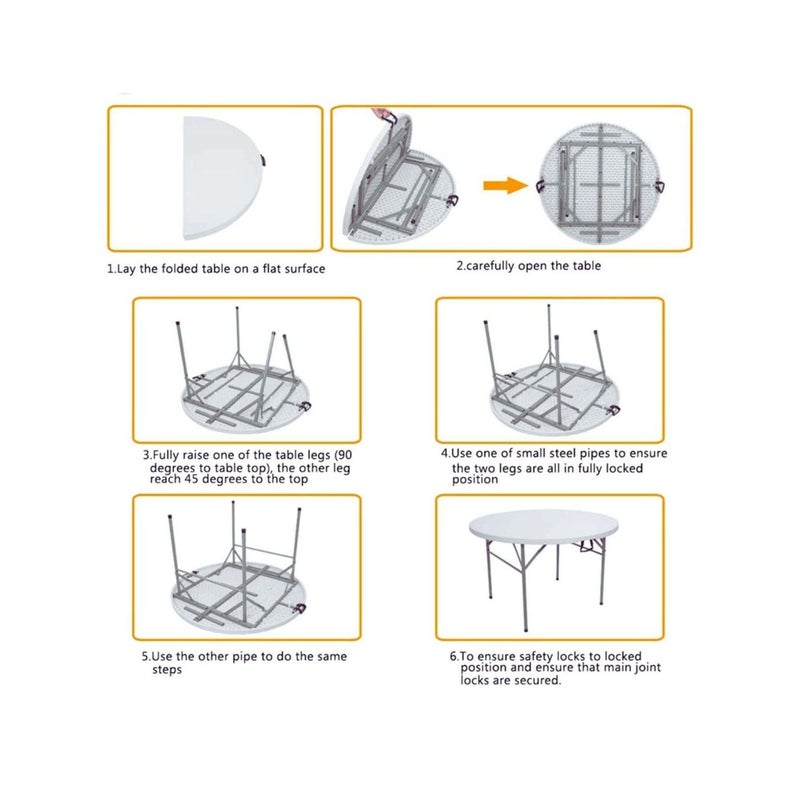 صن بوت كوميرس طاولة حقيبة محمولة قابلة للطي شديدة التحمل (120 سم/4 قدم) - سطح من البولي إيثيلين عالي الكثافة مقاوم للأشعة فوق البنفسجية مع إطار فولاذي - رمادي فاتح | للاستخدام الداخلي والخارجي | سعة تحميل 250 كجم - Image 4